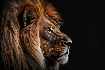 Fototapeta na wymiar Lion in profile - generative ai