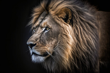 Obraz na płótnie Canvas Close up of a lion - generative ai