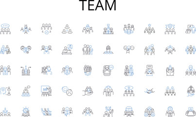 Team line icons collection. Segmentation, Targeting, Positioning, Differentiation, Branding, Promotion, Advertising vector and linear illustration. Publicity,Sales,Distribution outline signs set