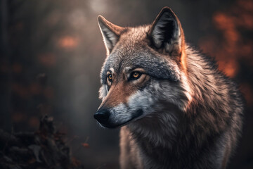 Gray wolf portrait - generative ai