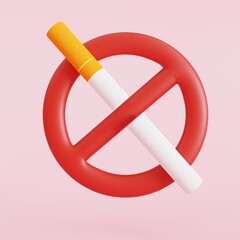 Forbidden no smoking red sign. Dangers of smoking effect  World No Tobacco Day