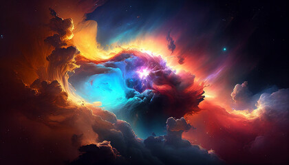 Vibrant cosmic splendor abstract nebula space background, Generative AI