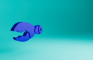 Blue Lobster or crab claw icon isolated on blue background. Minimalism concept. 3D render illustration
