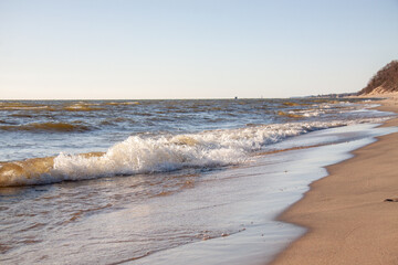 Water and sand at sunset
