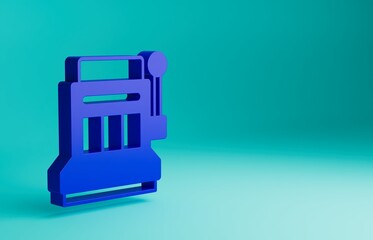 Obraz premium Blue Slot machine icon isolated on blue background. Minimalism concept. 3D render illustration