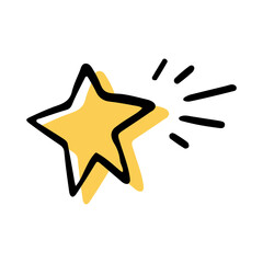 Obraz premium Simple sketch line style element. Doodle cute ink pen star with rays on white background. Doodle star with rays. Vector illustration.