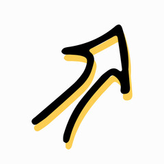 Simple sketch line style  element. Doodle cute ink  pen arrow  on white  background. Doodle  arrow.  Vector illustration.