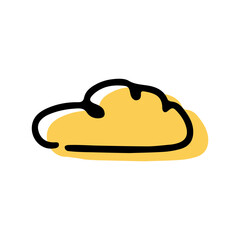 Simple sketch line style  element. Doodle cute ink  pen two-tone cloud on white  background. Doodle cloud. Vector illustration.