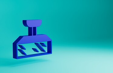 Blue Studio light bulb in softbox icon isolated on blue background. Shadow reflection design. Minimalism concept. 3D render illustration