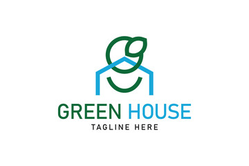 Green house letter G Logo. Vector illustration, icon, logo design. simple design editable