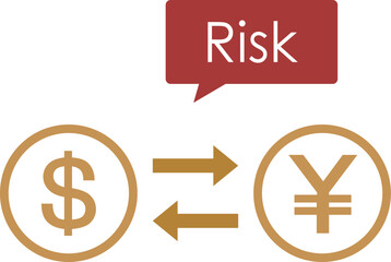 外貨両替　為替リスクのイラスト