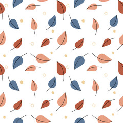 Colorful leaf seamless pattern on white background