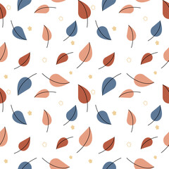 Colorful leaf seamless pattern on white background