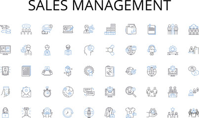 Sales management line icons collection. Marketing, Advertising, Sales, Publicity, Branding, Sponsorship, Influencer vector and linear illustration. Giveaway,Coupon,Discount outline signs set