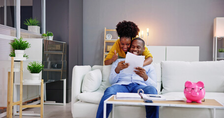 Letter Young Family Couple Reading Good News