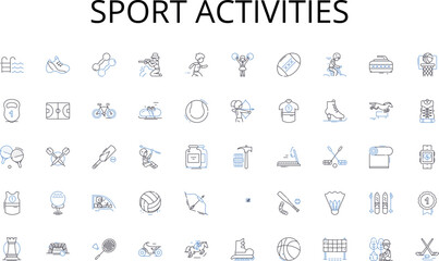 Sport activities line icons collection. Faith, Belief, Trust, Positivity, Encouragement, Renewal, Confidence vector and linear illustration. Brightness,Enthusiasm,Anticipation outline signs set