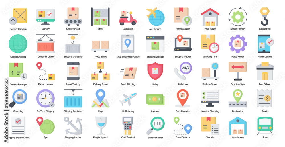 Aufkleber online services flat iconset ecommerce web color icon bundle