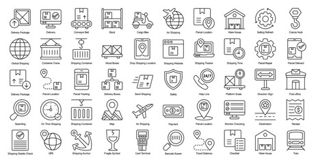 Online Services Thin Line Iconset Ecommerce Web Outline Icon Bundle in Black