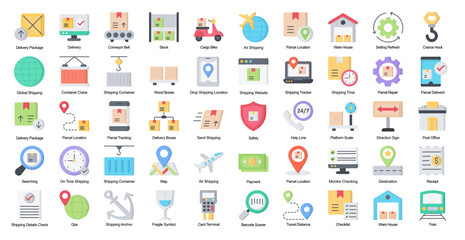 Online Services Flat Iconset Ecommerce Web Color Icon Bundle 