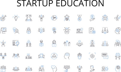 Startup education line icons collection. Liberty, Autonomy, Sovereignty, Independence, Self-determination, Choice, Rights vector and linear illustration. Empowerment,Equality,Franchise outline signs