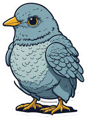 Pigeon Bird vector Sticker isolated on white Background