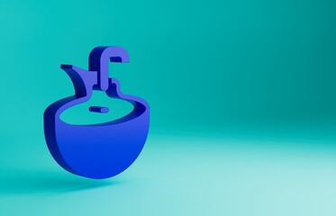 Blue Washbasin icon isolated on blue background. Barber washing chair with washbasin. Hair washing chair. Minimalism concept. 3D render illustration