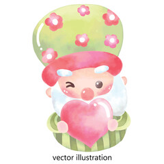 Vector Gnome watercolor for decoration , easter egg , illustration , design , print