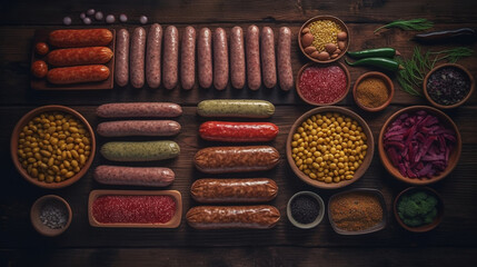 Set of sausages. Generative Ai