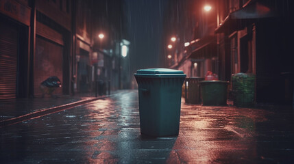 Trash can on the street. Generative Ai