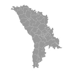 Moldova gray map with provinces. Vector illustration.