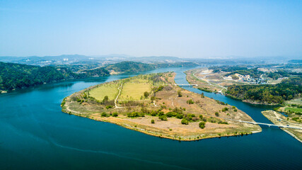 aerial view of the river