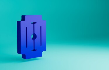 Blue Blade razor icon isolated on blue background. Minimalism concept. 3D render illustration