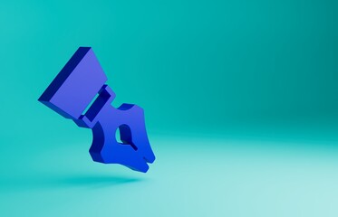 Blue Fountain pen nib icon isolated on blue background. Pen tool sign. Minimalism concept. 3D render illustration