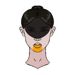 Girl's face with colored spots	
