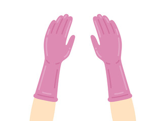 Obraz premium キッチン用の、ピンク色のゴム手袋のイラスト