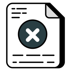 Cross sign with folded paper showcasing wrong file concept icon 