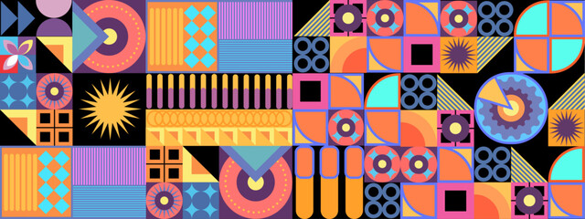 Colorful colourful vector retro geometric shapes mosaic background