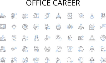 Office career line icons collection. Length, Span, Period, Term, Timeframe, Continuance, Tenure vector and linear illustration. Stretch,Run,Persistence outline signs set