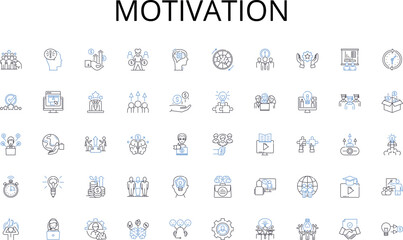 Motivation line icons collection. Typography, Layout, Navigation, Responsive, Usability, Color, Accessibility vector and linear illustration. Mobile,UX,UI outline signs set
