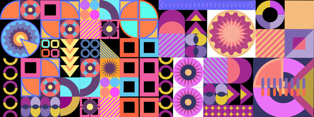 Vector colorful colourful graphic of flat geometric background design template