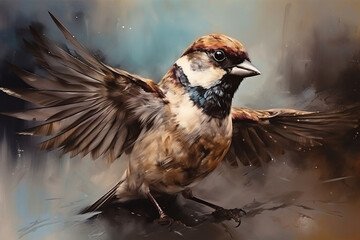 - sparrow with spread wings, genitive ai