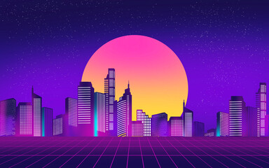 Futuristic night city background modern