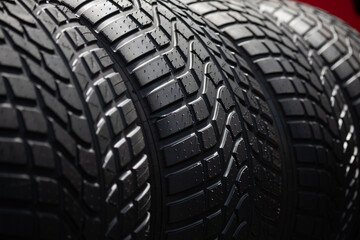 Wheels for racing bolid cars, close up. Protector pattern.