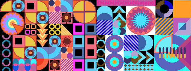 Vector colorful colourful graphic of flat geometric background design template