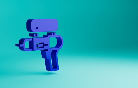 Blue Water gun icon isolated on blue background. Minimalism concept. 3D render illustration