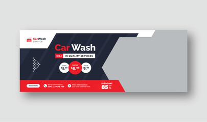 Social media template for auto repair shop, car wash service, or car rental service web banner, suitable for web banner template
