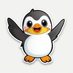 Obraz premium A joyful chibi Penguin sticker with a white background, radiating happiness and positivity in its cute chibi form, cute penguin sticker, Generative AI