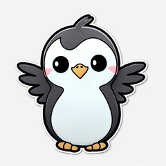 Fototapeta premium A cute chibi Penguin sticker with a white background, radiating adorable and lovable vibes. The chibi Penguin is depicted in a small and super deformed style, Generative AI