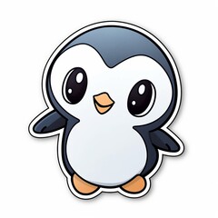A cute chibi Penguin sticker with a white background, radiating adorable and lovable vibes. The chibi Penguin is depicted in a small and super deformed style, Generative AI