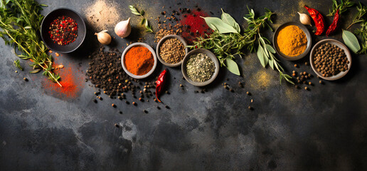 Obraz na płótnie Canvas herbs and spices on a table